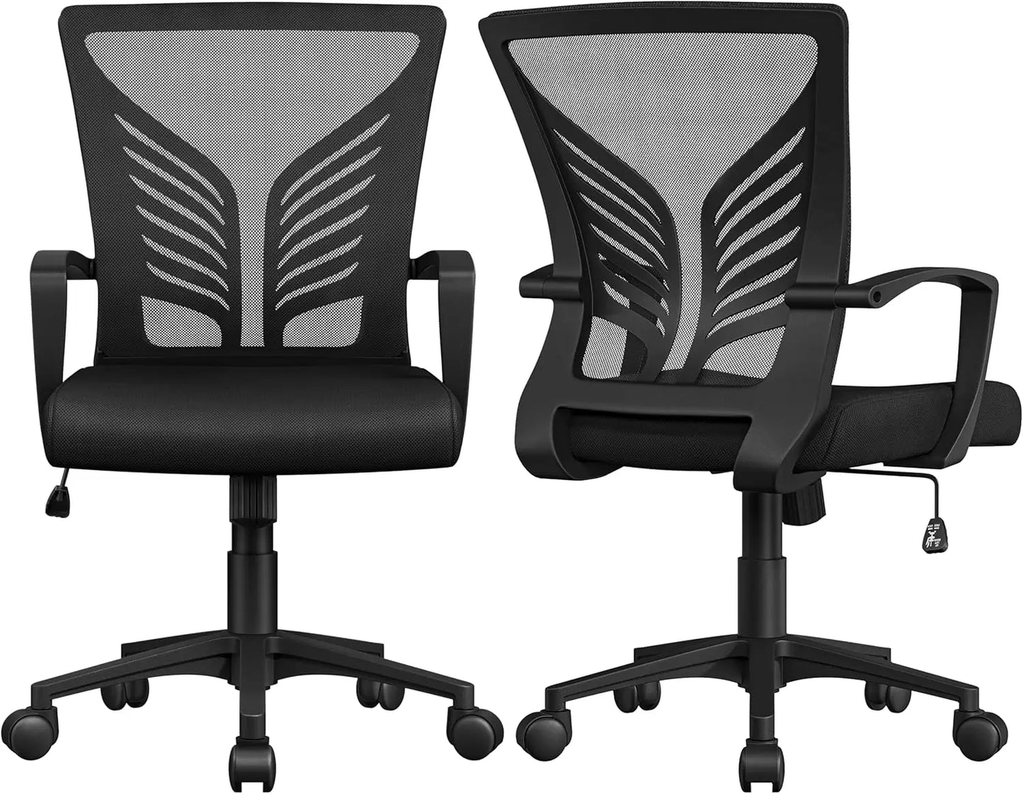 Mesh Office Chair Desk Computer Chair Ergonomic Mid Back With Lumbar Support Adjustable Height For Home Office, Black