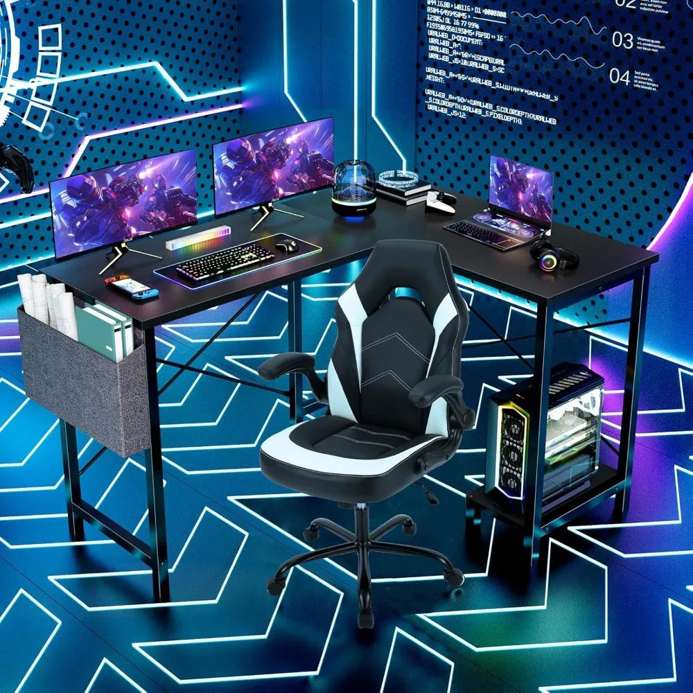 L-shaped computer desk - corner computer desk, gaming desk, computer desk with CPU , suitable for home office, black, 50 inches.