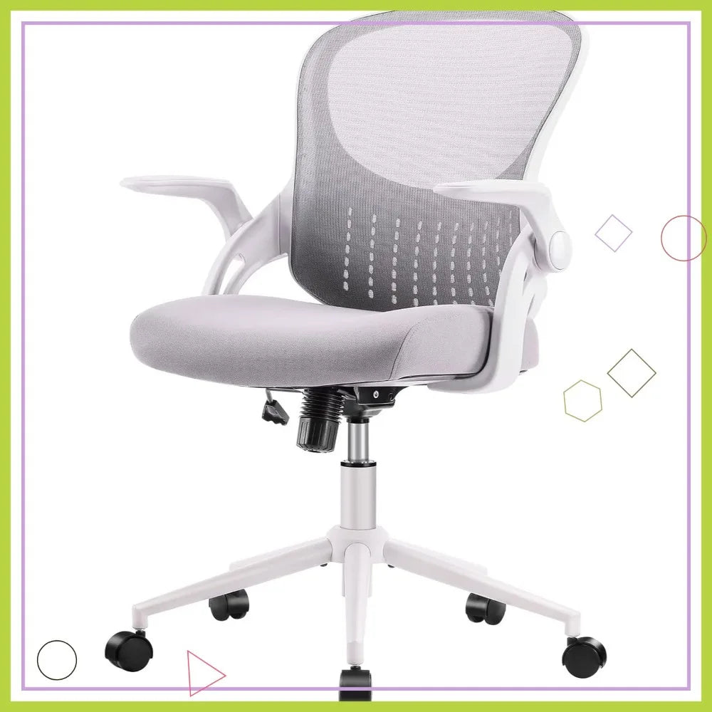 Ergonomic Mesh Office Chair with Lumbar Support, Adjustable Height and Flip-up Arms for Comfort
