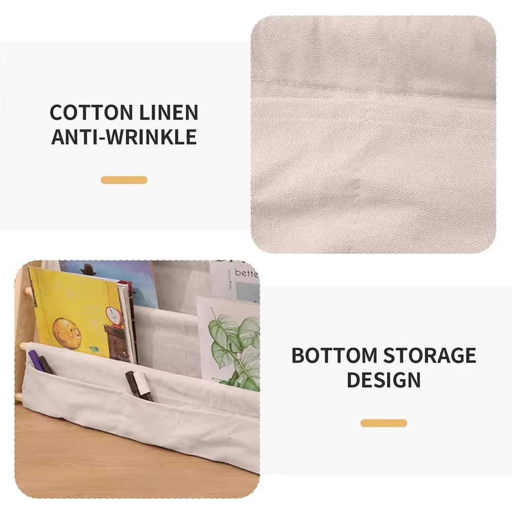 Household Reading Bookshelf Multitier Solid Wood Removable Floor Storage Bookshelf Children's Picture Book Organizer Bookcase