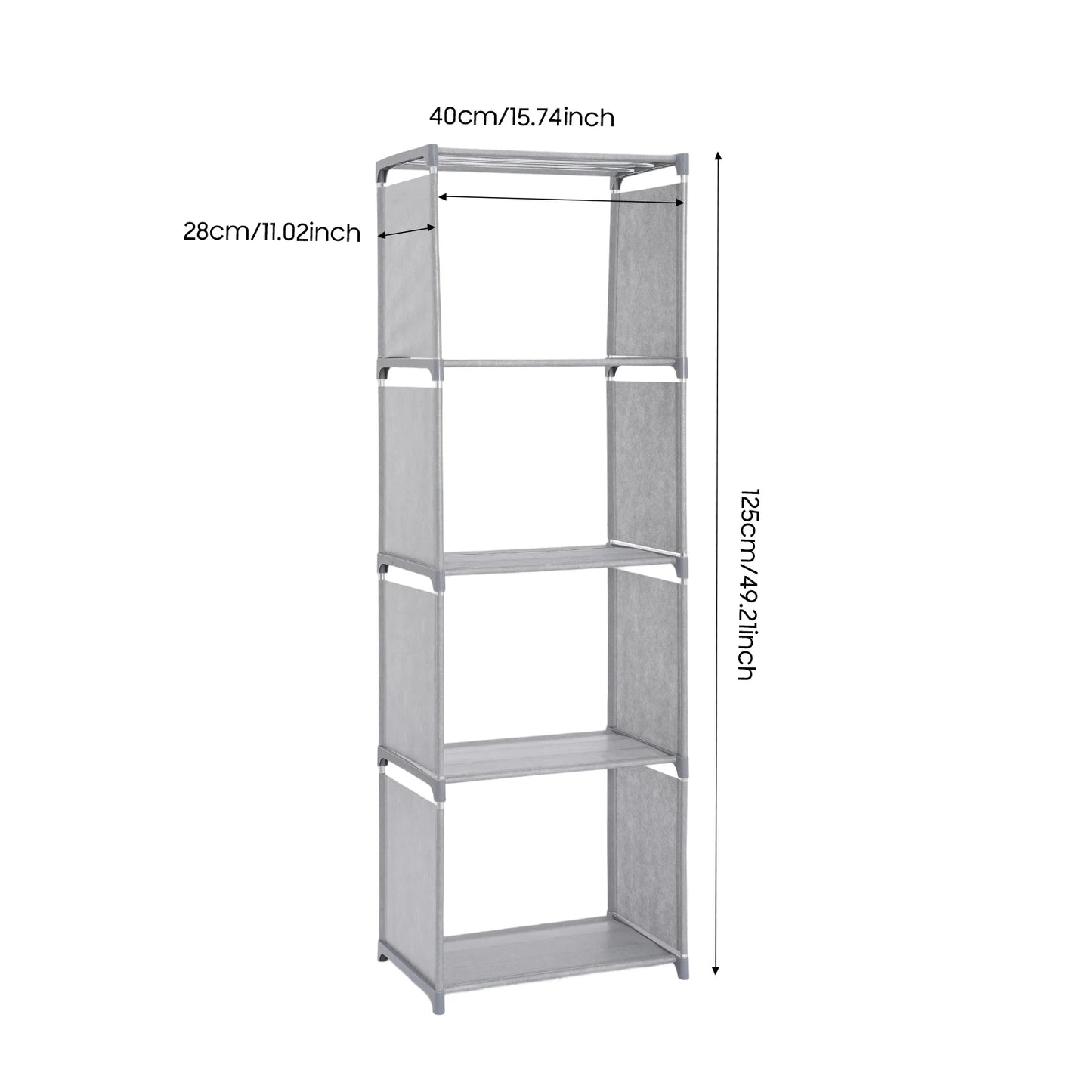 4 Tiers Bedroom Bookcase Floor Standing Bookshelf Multilayer Home Storage Rack for Living Room Office