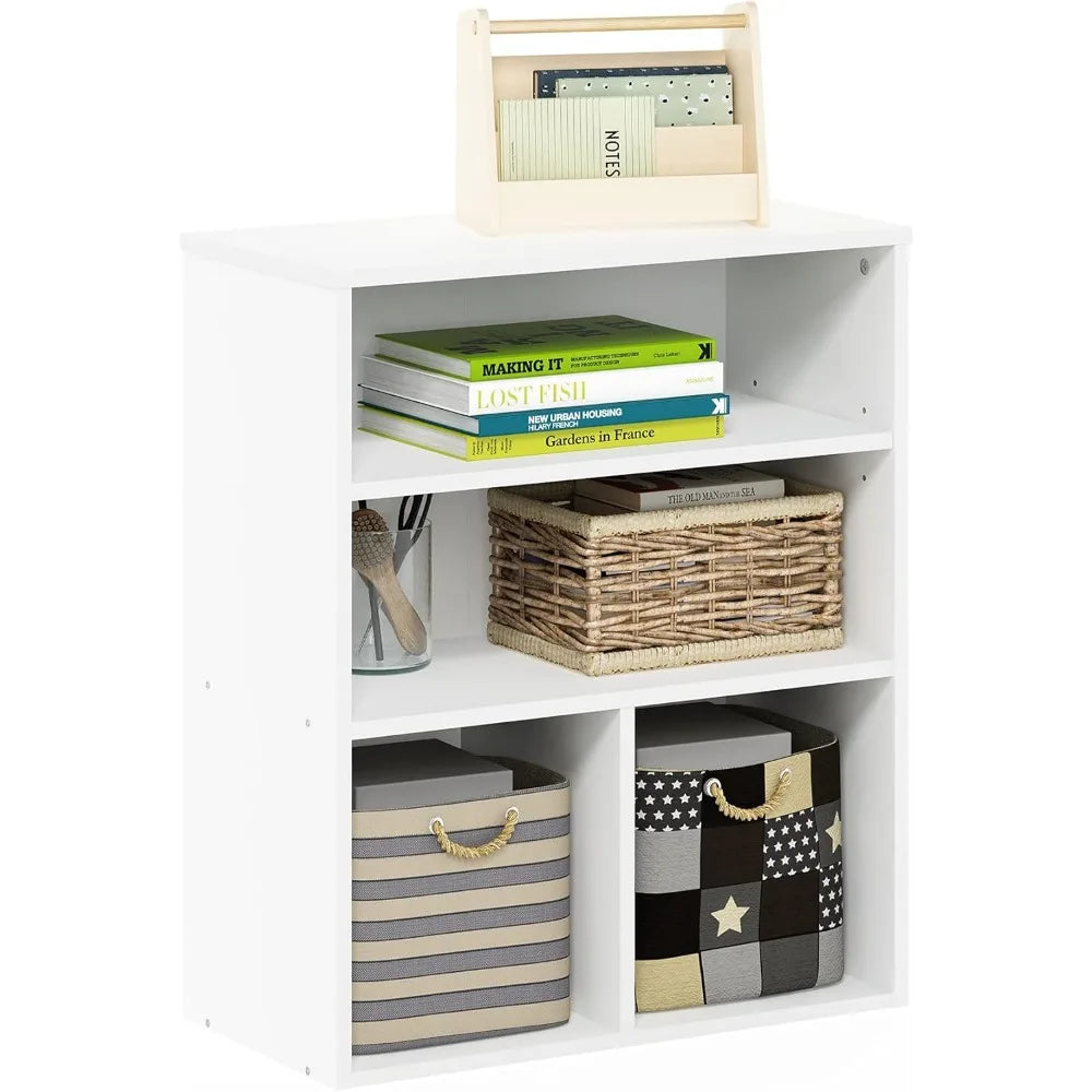 3 Tier White Display Bookcase for Home Office Storage and Organization