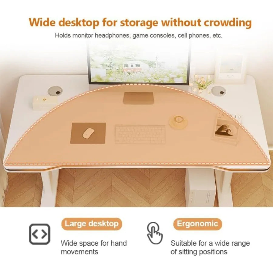 Gaming Desk Computer Writing Table for Home Office Student Art Modern Simple Style with T-Shaped Metal Bracket PC Wood Suitable