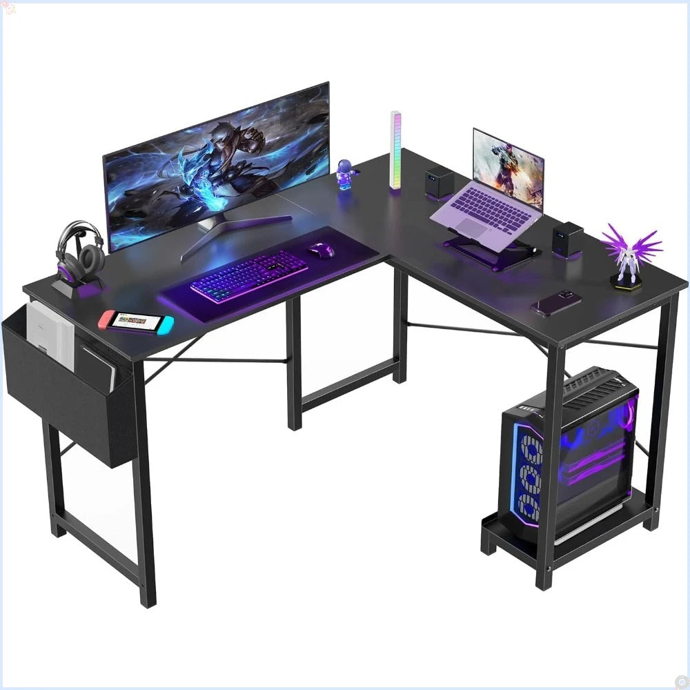 L-shaped computer desk - corner computer desk, gaming desk, computer desk with CPU , suitable for home office, black, 50 inches.