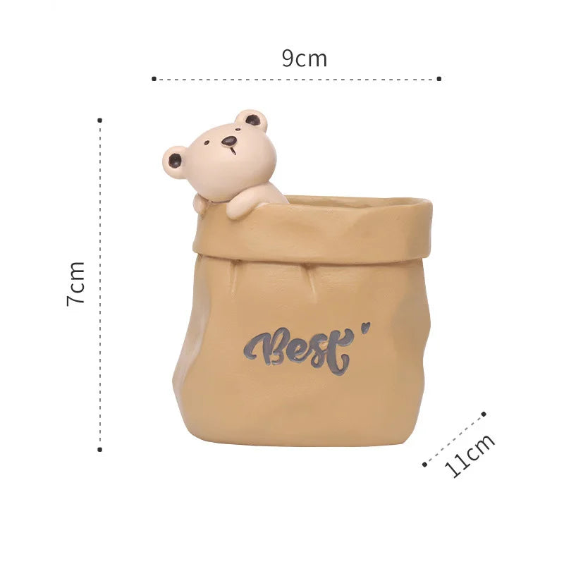 Kawaii Animal Pen Holder - Large Multifunction Pencil Stand for Desk, Cute Office Accessories & Stationery Organizer