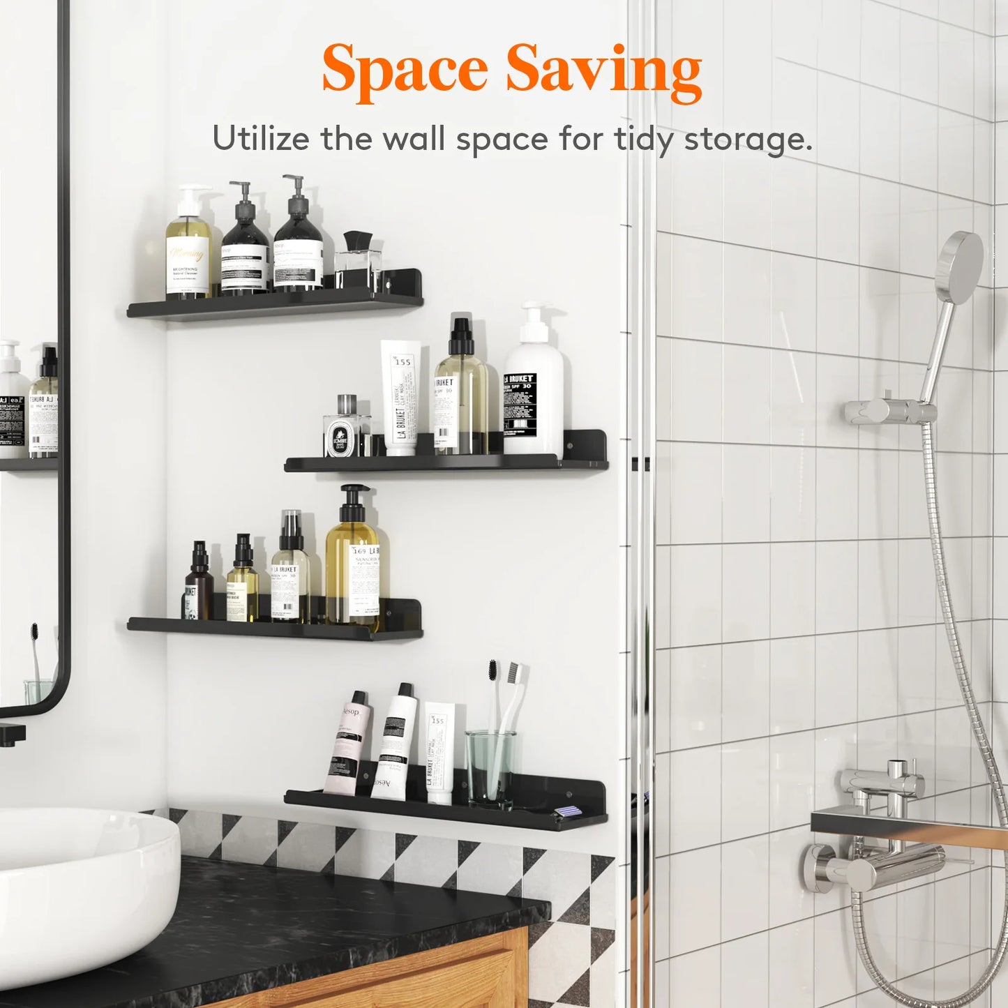 Floating Shelves for Wall, Acrylic Shelf 15" Room Decor for Bookcase/Vinyl Record Display/Photo/Picture in Bedroom, Living Room