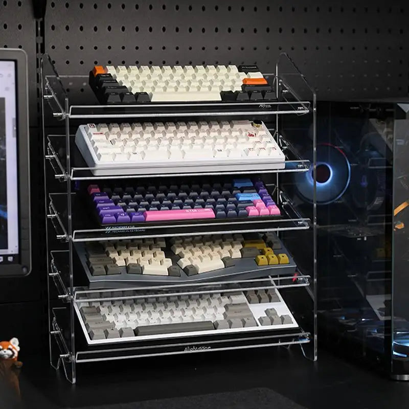 3-5 Tiers Acrylic Display Stand Clear Keyboard Mouse Storage Rack Cupcake Perfume Doll Figures Organizer Acrylic Shelf holder