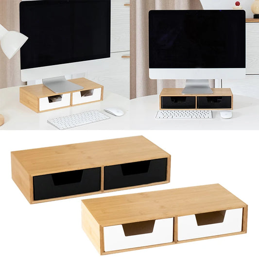 Computer Monitor Mounting Bracket Computer Booster Stand Elevated Desktop Keyboard Storage Shelf Wooden Desktop Storage Box