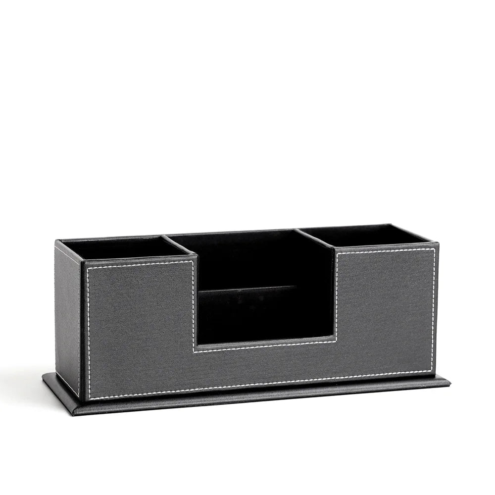 Business Leather stationery storage box multi-functional desktop storage box compartmentalized pen holder