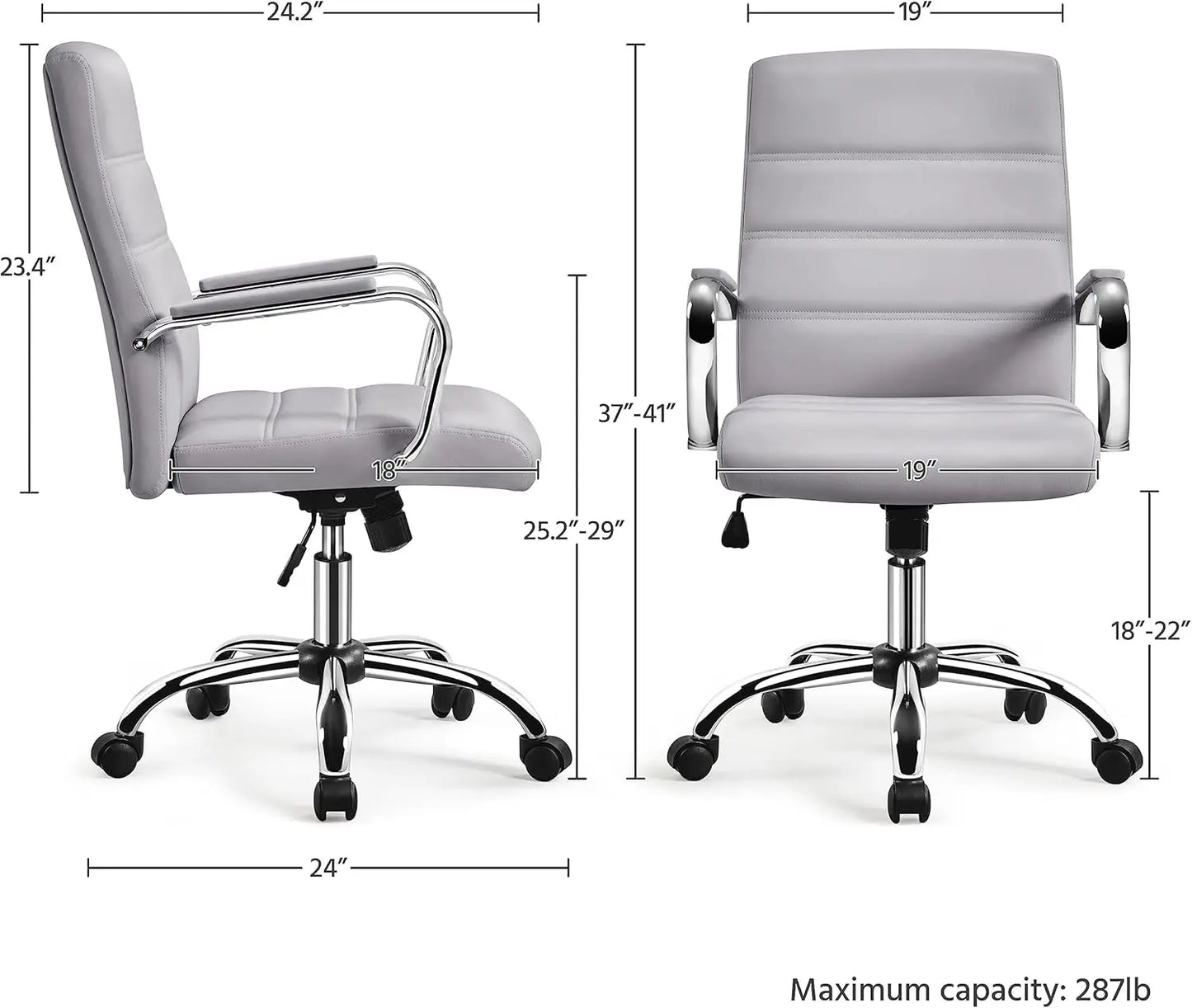 Adjustable Swivel Office Chair with PU Leather, Height Control & Armrests for Comfort