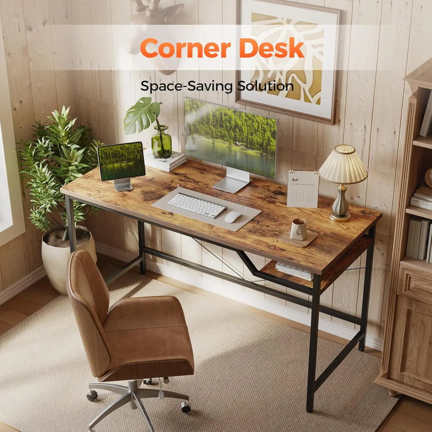 Computer Desk 48 X 24 inch, Gaming Desk for Small Spaces, Modern Simple Style Table for Home Office, Study Student Writing