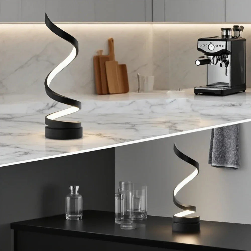 LED spiral dimmable table lamp suitable for living room bedroom study adjustable brightness bedside lamp for office and home use