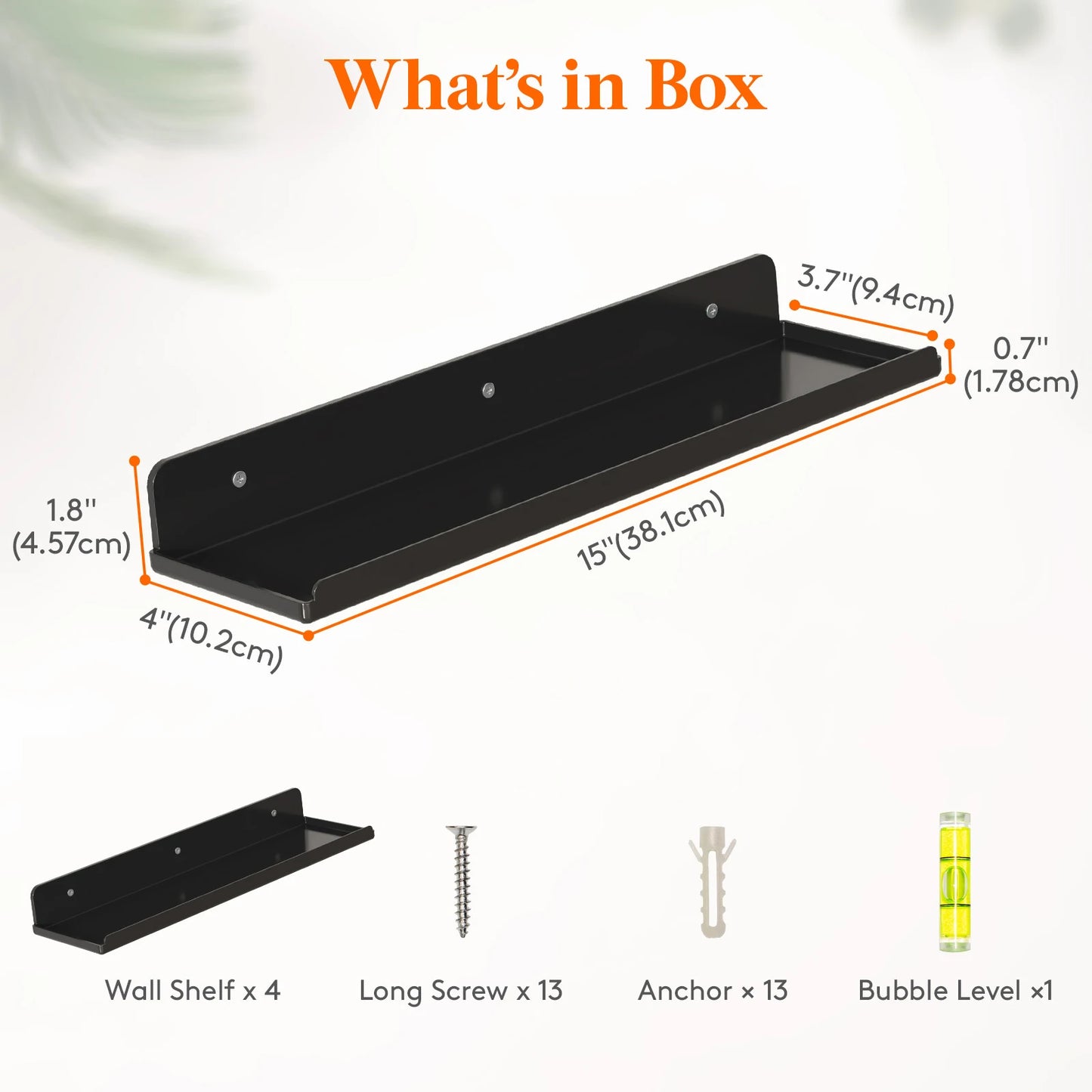 Floating Shelves for Wall, Acrylic Shelf 15" Room Decor for Bookcase/Vinyl Record Display/Photo/Picture in Bedroom, Living Room